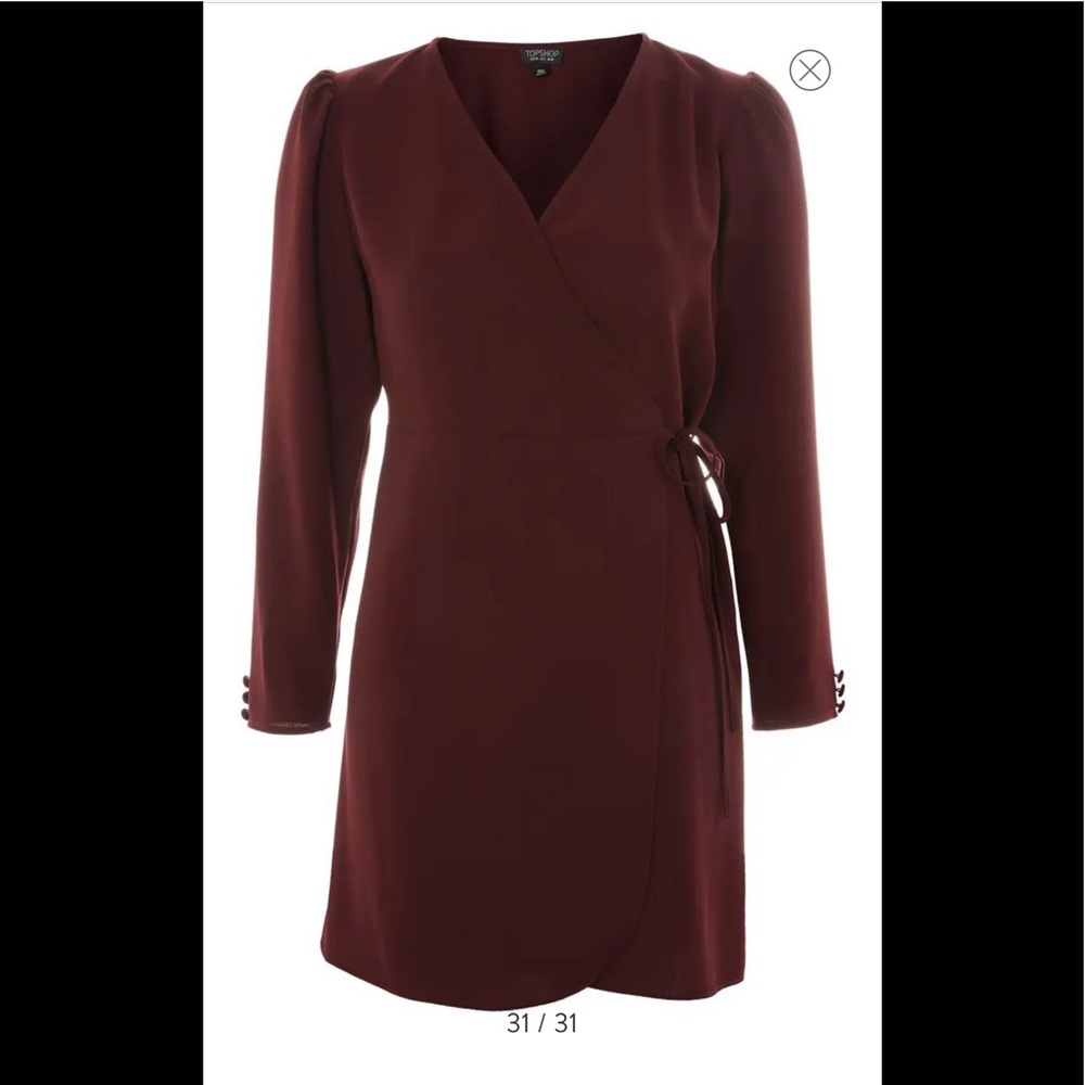 Topshop burgundy crepe wrap dress -new!